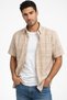 Men's Beige Short Sleeve Shirt Checkered Wide Cut Pockets Cotton Daily Casual - 3