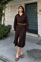 Women's Linen Textured Belt Piece Summer Midi Woven Dress - 5