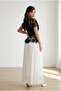ROCHIE ALB CU NEGRU ELEGANTA LUNGA - 3