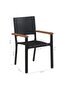 5 Piece Outdoor Dining Set Poly Rattan and Acacia Wood Black - 3