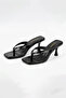 Zelda Wide Band Flip Flop Heels for Women Slipper - Black Wrinkled