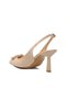 Beige Satin Thin Heeled Women's Evening Dress Shoes - 4