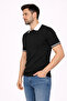 Men's Black Regular Fit Fine Textured Short Sleeve K Sleeve Detail Polo Neck T-Shirt - 2