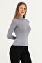 Women's Gray Viscose Long Sleeve Turtleneck Badi - 2