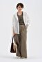 Women's %100 Linen Hooded Long Sleeve Design Shirt - 5