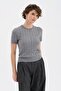 Women's Knitwear Knitted Front Logo Design Short Sleeve Blouse