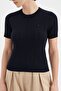Women's Knitwear Knitted Front Logo Design Short Sleeve Blouse - 5