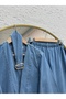 Ünzile Belt I Gold Buckled Trousered Denim Suit-Ml2115 Blue - 3