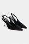 Viora Black Velvet Belt Detail Women's Gold Heeled Shoes - 4