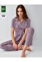 Premium Basic Patterned Short Sleeve Women's Shirt Pajama Set