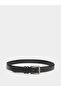 Black Faux Leather Square Buckle Belt - 2