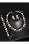 3-Piece Floral Embellished Necklace,Bracelet and Earrings Jewelry Set - 3