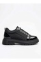 Lace-Up Patent Leather Stitched Parachute Detailed High Black Comfortable Sole Men's Shoes 243-Bkr - 6