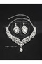2-Piece Embellished Rhinestone Pendant Necklace and Earrings Jewelry Set - 4