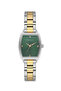 Rectangular Case Steel Bracelet Gold/Metallic Green Dial Women's Wristwatch - 4