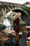 Women's Mock Neck Mini Dress with Side Drape and Buckle Detail - 6