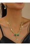 2-Piece Floral Embellished Necklace and Earrings Jewelry Set - 2