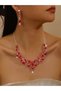 2-Piece Embellished Rhinestone Necklace and Earrings Jewelry Set - 2