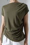 Women's Khaki Draped Stylish Blouse - 6