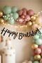 Happy Birthday Text Banner Black Birthday Decoration 110 cm - 3