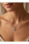 3S Silver Color Baguette Stone Heart Steel Necklace