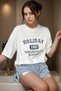 Women's White Holiday 1961 Written Printed T-Shirt 100% Cotton Comfortable Casual Basic T-Shirt - 3