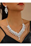 2-Piece Embellished Rhinestone Drop Necklace and Earrings Jewelry Set - 2