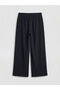 Black Textured Women's Trousers with Elastic Waist - 2