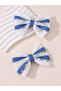 Pack of 2 - Blue Lace Bow Hair Clips - 3