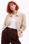 Women's Stone Oversize Seasonal Gabardine Jacket with Snap Detail and Inner Pocket - 4