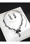 2-Piece Floral Embellished Necklace and Earrings Jewelry Set - 3