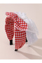 Pack of 2 - Checked Print Lace Headband - 3