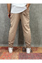 Elastic Waist Double Beige Trousers - 2
