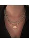 Turquoise bead and cube bead eye detail summer necklace (double necklace trend necklace) - 3