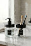 2-Piece Glass Bathroom Set Black |   425 Cc Liquid Soap Dispenser and Toothbrush Holder - Decorative Bathroom Accessory - 5