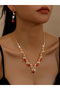 2-Piece Rhinestone Embellished Necklace and Earrings Jewelry Set - 2