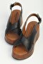 Women's Black Heeled Shoes Pc-55686