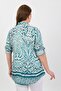 Women's Mint Green Patterned Viscose Plus Size Shirt - 4