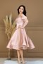 Satin Collar Lace Detailed Midi Dress - Pudra - 7