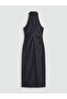 Esvab • Modern & Distinctive Halter Roba Collar Ruched Jean Dress - 6