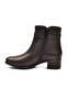 Brown Genuine Leather Zippered Fleece-Lined Women's Heeled Boots - 4