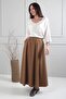 Women's Elastic Waist Pocketed A-Line Midi Skirt - 3