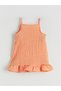 Orange square neck plaid ruffle girl's dress - 3