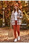 Hooded Jacket - Orange & Navy Blue Detailed |   Oversized Comfortable Fit