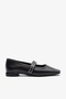 Cathy Black Leather Women's Studded Ballet Flats