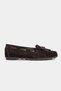 Ferre Bitter Brown Suede Genuine Leather Lace Detailed Flat Sole Women's Loafers Shoes - 6