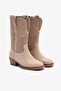 Pera Beige Suede Leather Women's Summer Boots - 4