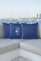 Cushion Cover 45X45 Set of 3 Marine Embroidered Sea Horse Pattern Water-Repellent Outdoor K Linen Boat Garden