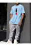 T-shirt Sweatpants Jogger- Black Printed Bottom Top Tracksuit Set Oversize Crew Neck
