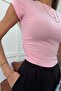 Ruched Detail Tshirt Pink - 2
